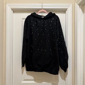 Vybes Rhinestone Galaxy Hoodie Black